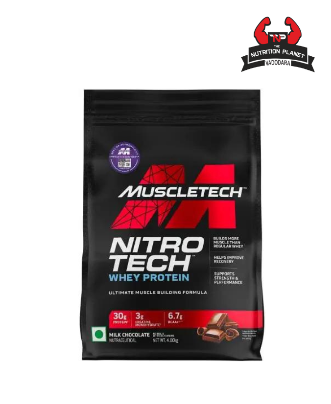 Muscletech Nitrotech Whey Protein Powder Ultimate Muscle Building Formula for Muscle Support & Recovery (30g Protein, 3g Creatine Monohydrate & 6.7g BCCA's) Vegetarian - Milk Chocolate - 4kg